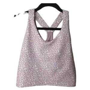 KYODEN Women Leopard Print Crop Top Medium Lilac And White
